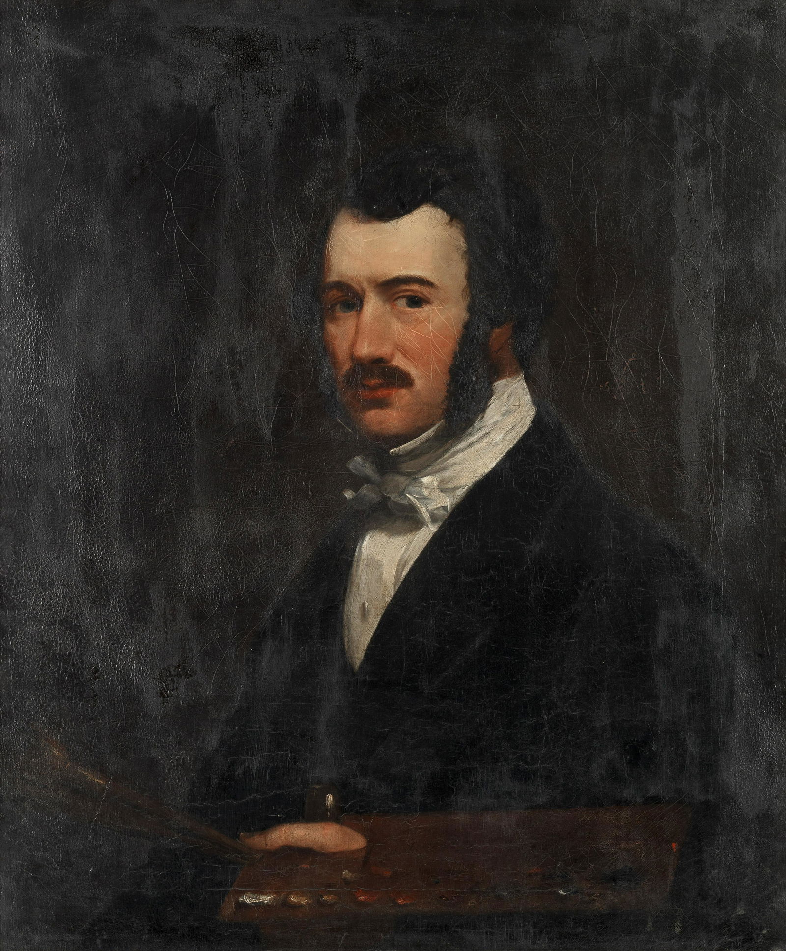 John Duvall (British, 1816-1892) A pair of portraits: John Duvall (British, 1816-1892) A pair of portraits thought to be the artist and his wife the second signed 'Duvall' (lower right) oil on canvas the first 76.5 x 63.5cm (30 1/8 x 25in), the other 75.