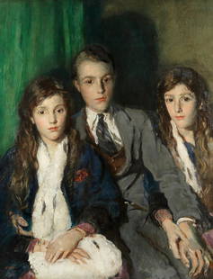 Attributed to Ambrose McEvoy, ARA (British, 1877-1927): Attributed to Ambrose McEvoy, ARA (British, 1877-1927) Portrait of three siblings bears signature (lower left) oil on canvas 102.3 x 77.2cm (40 1/4 x 30 3/8in).