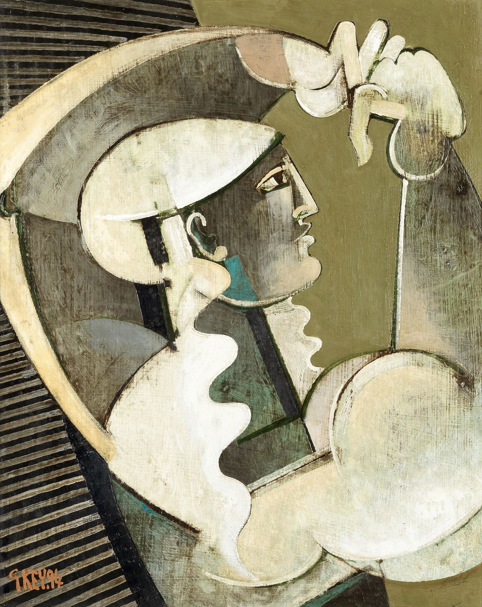 Geoffrey Key (British, born 1941) Arm Arch: Geoffrey Key (British, born 1941) Arm Arch signed and dated 'G KEY.94' (lower left); further signed, titled, dated and inscribed 'GK.714.94/ARM ARCH/GKey 94.' (on canvas verso) oil on canvas 50.5 x 41