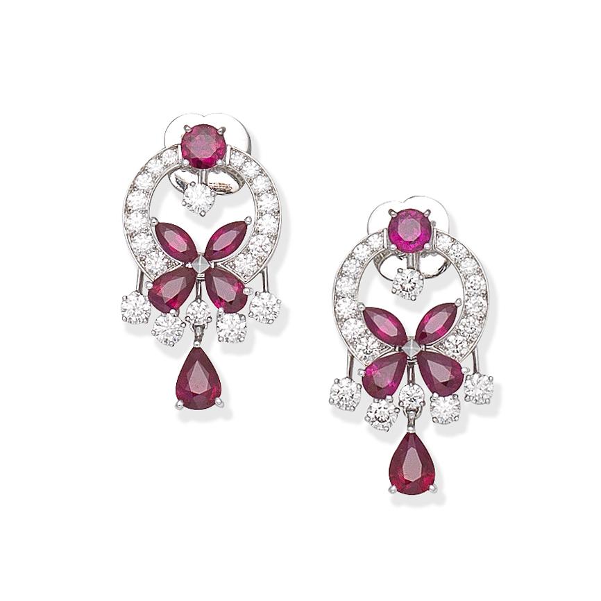 GRAFF: RUBY AND DIAMOND 'BUTTERFLY' EARRINGS (1 of 2)