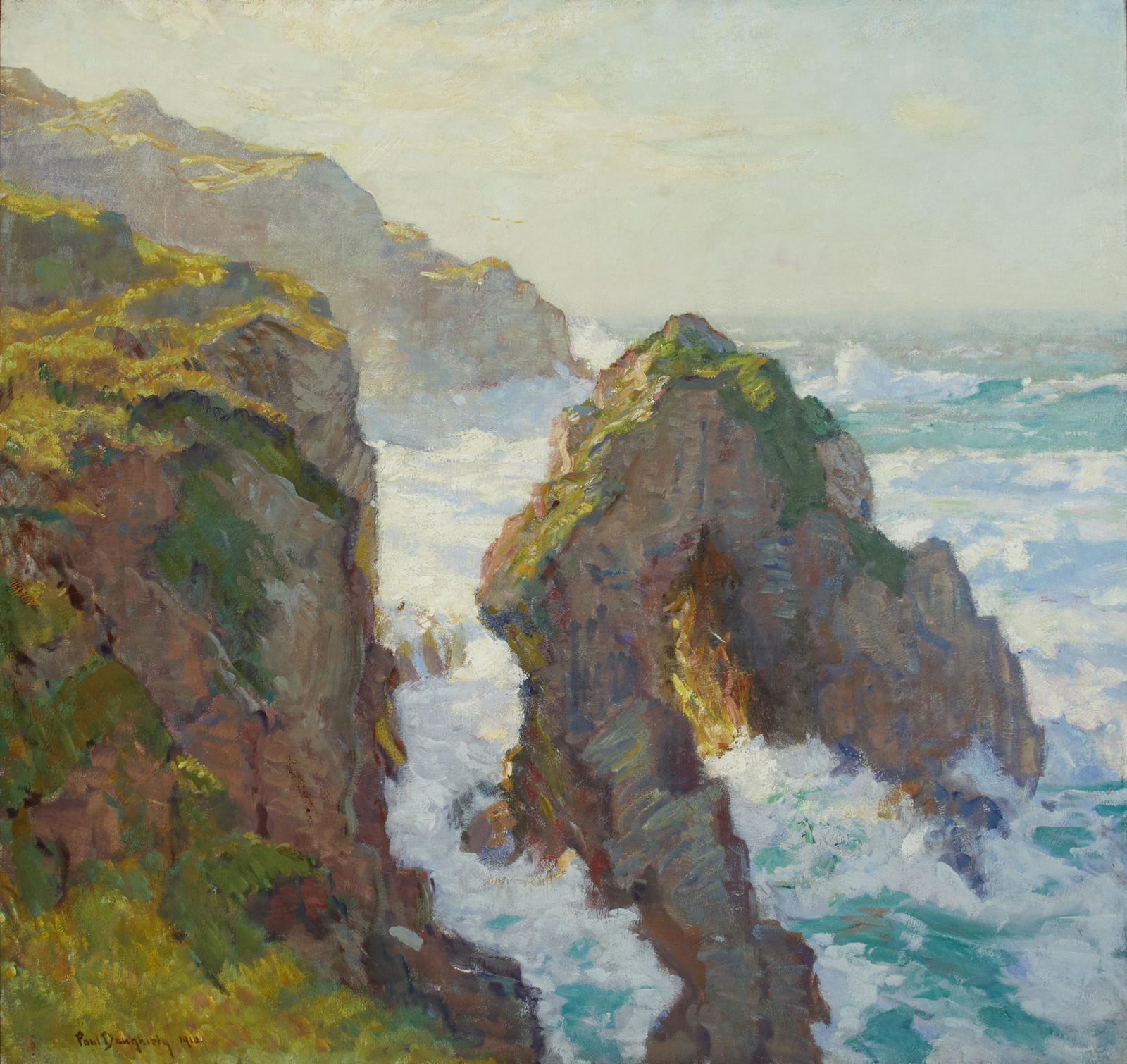 Paul Dougherty (1877-1947) Majestic Coast 34 x 36in: Paul Dougherty (1877-1947) Majestic Coast signed and dated 'Paul Dougherty 1910' (lower left) oil on canvas 34 x 36in framed 45 1/2 x 47 1/2in Painted in 1910. Footnotes: Provenance George Ste