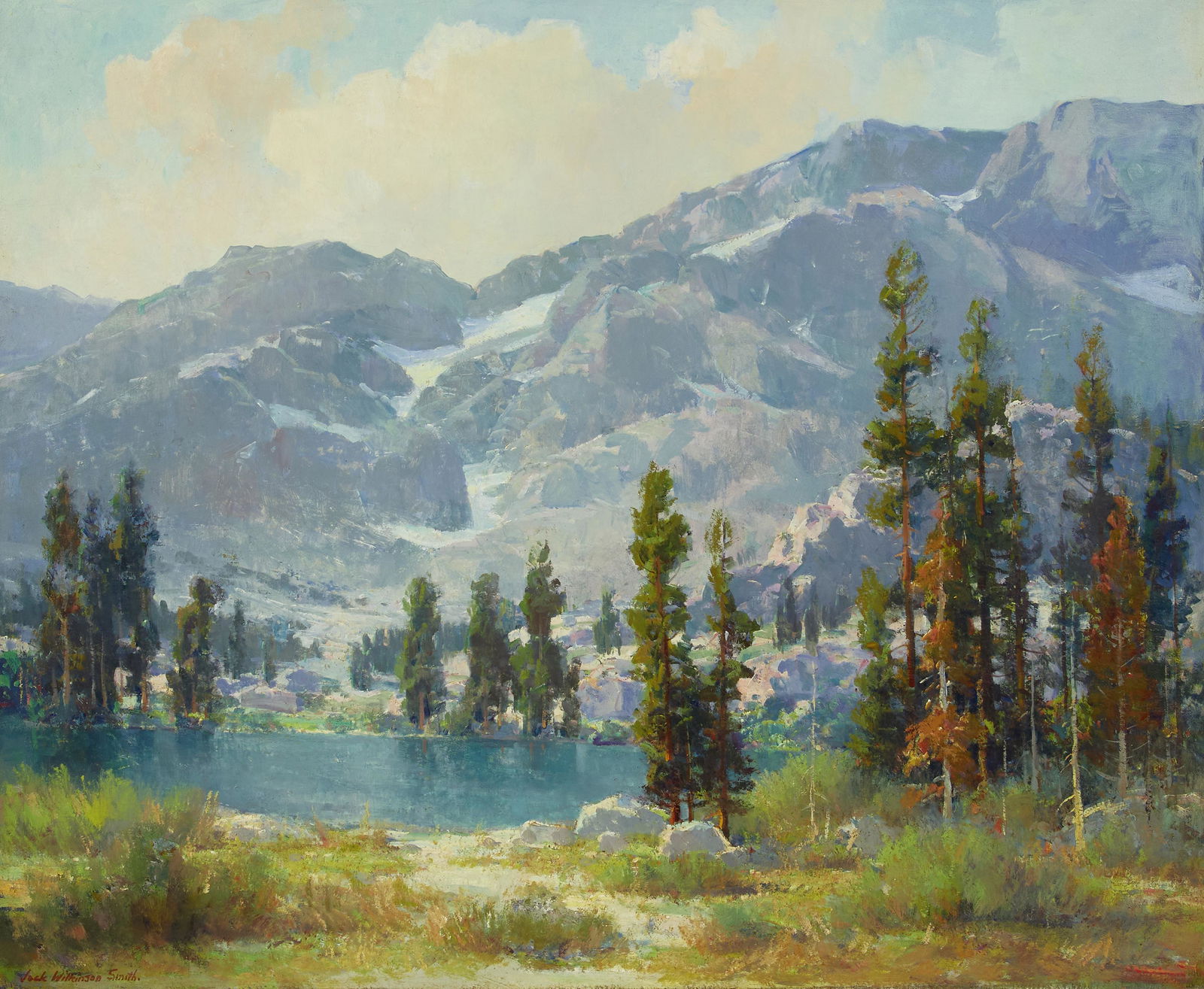 Jack Wilkinson Smith (1873-1949) Morning in the High: Jack Wilkinson Smith (1873-1949) Morning in the High Sierras signed 'Jack Wilkinson Smith' (lower left) oil on canvas 28 x 34in framed 35 x 41in Footnotes: Provenance Private collection, Seattle,