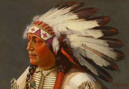 CHARLES CRAIG (1846-1931): Charles Craig (1846-1931) Ute Indian Chief signed 'Chas. Craig' (lower right) oil on canvas 18 x 26in framed 27 x 35in Painted circa 1881. Footnotes: Provenance Sale, Heritage Auction,