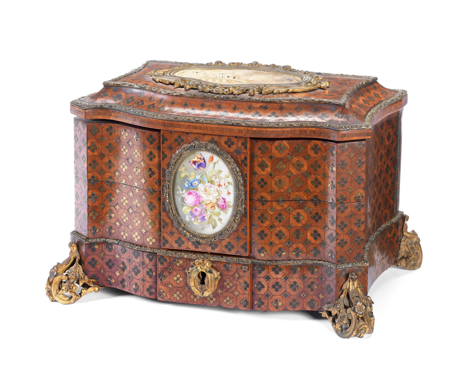 A NAPOLEON III GILT BRONZE MOUNTED KINGWOOD, TULIPWOOD, (1 of 4)