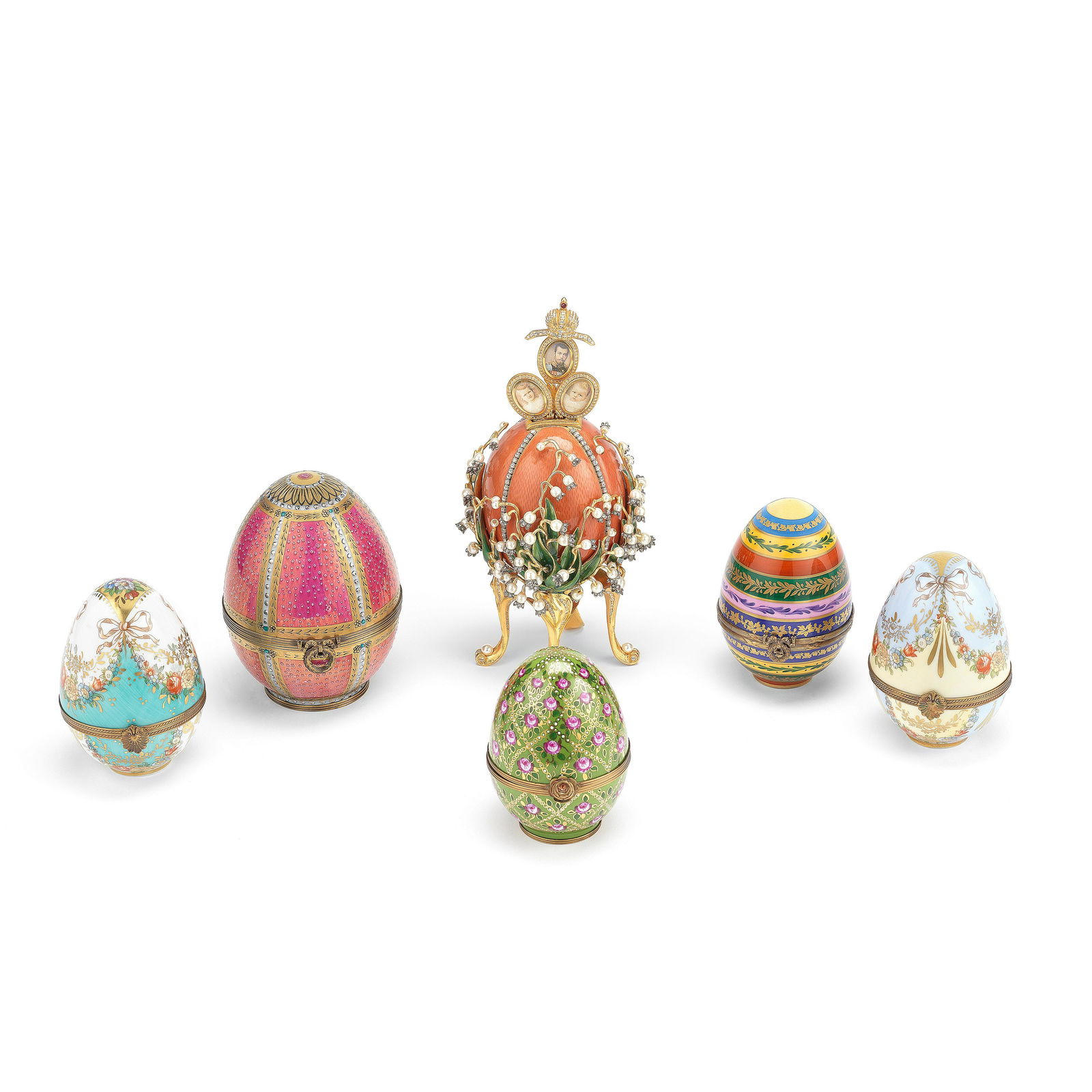 A COLLECTION OF SIX FABERGE AND RUSSIAN STYLE (1 of 1)