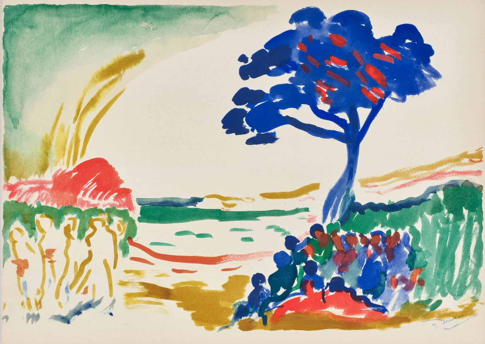 AFTER ANDRE DERAIN (1880-1954): After Andre Derain (1880-1954) Paysage à l'arbre bleu, from Douze Contemporains, 1959 Lithograph printed in colors, on wove paper, signed in the plate, from the unnumbered edition of 970, publish