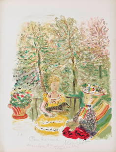 CONSTANTIN TERECHKOVITCH (1902-1978): CONSTANTIN TERECHKOVITCH (1902-1978)Untitled (Garden Scene), c.1970Lithograph in colors on wove paper, signed in pencil, annotated E.A. and inscribed 'Pour Fernand Mourlot, amicalement, C.