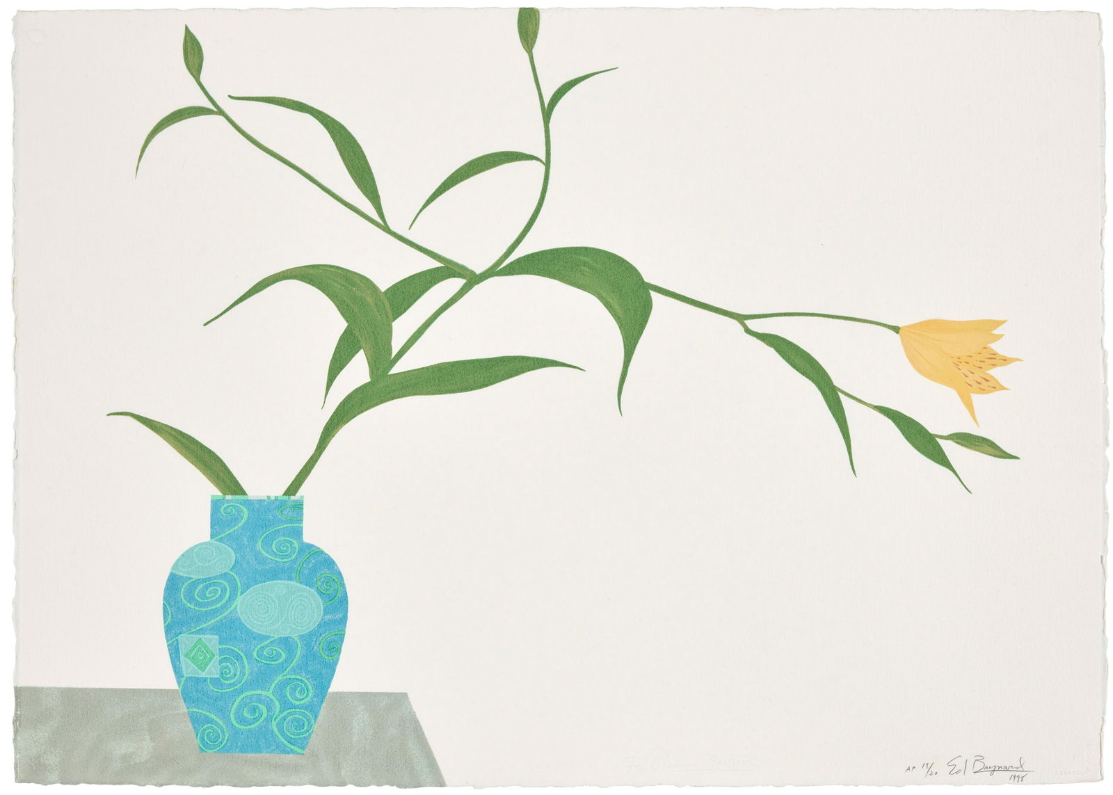 ED BAYNARD (1940-2016): Ed Baynard (1940-2016) Honey Yellow Lily, 1998 Screenprint in colors on Arches Aquarelle paper, signed in pencil, dated, with very light inscription,'For Eleanor Austerer' and numbered AP 19/20 (an ar