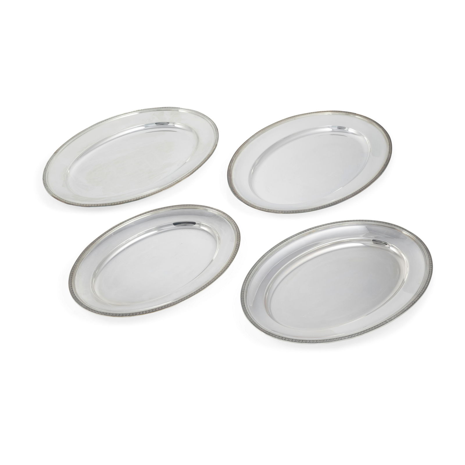 A SET OF FOUR FRENCH SILVER-PLATE GRADUATED PLATTERS by (1 of 1)