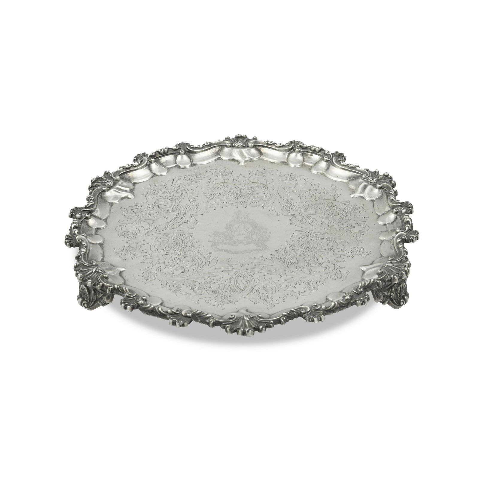 A VICTORIAN SILVER FOOTED SALVER by Samuel Smily for (1 of 1)