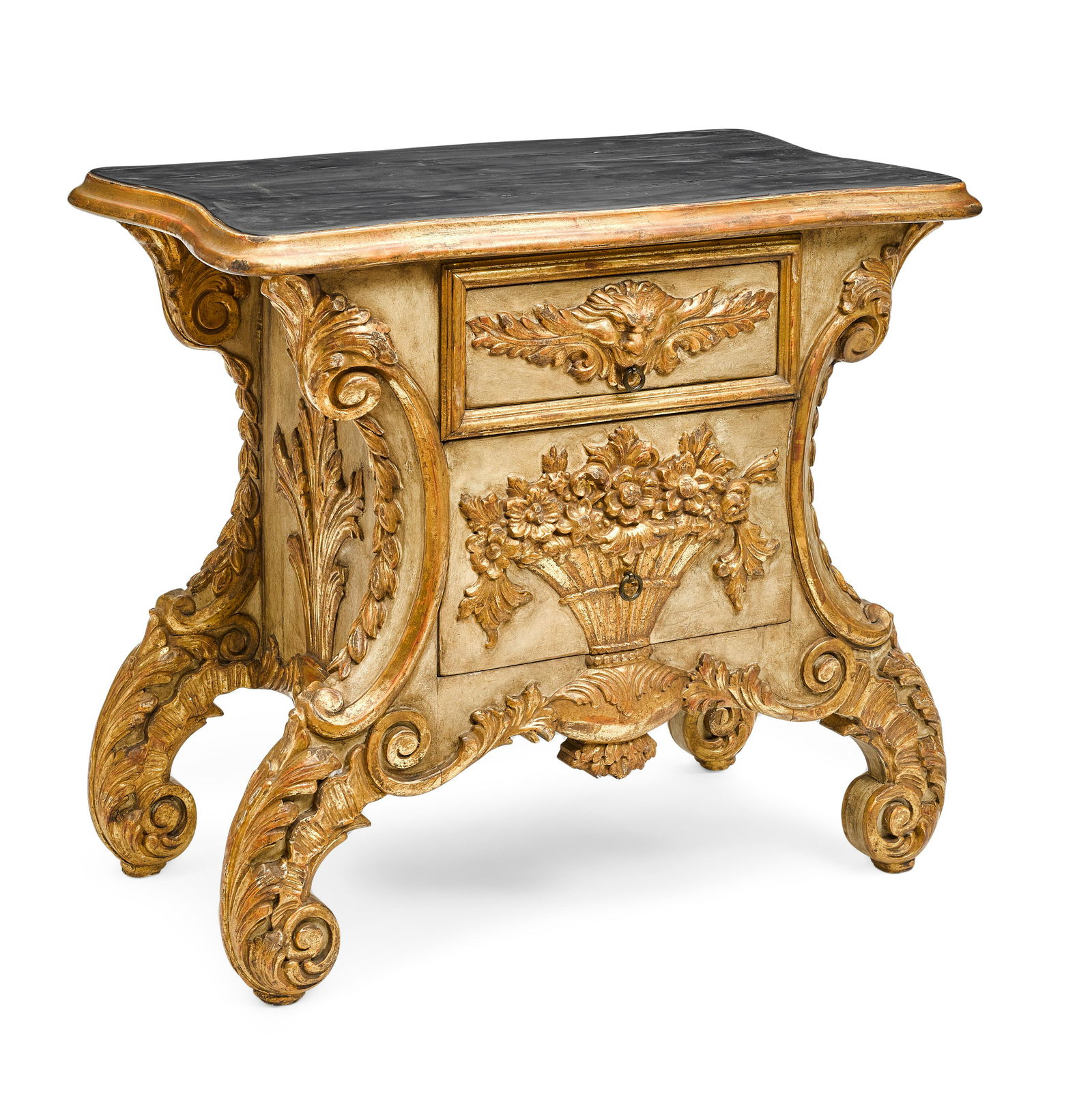 A VENETIAN STYLE PAINTED AND GILTWOOD SIDE TABLE (1 of 2)