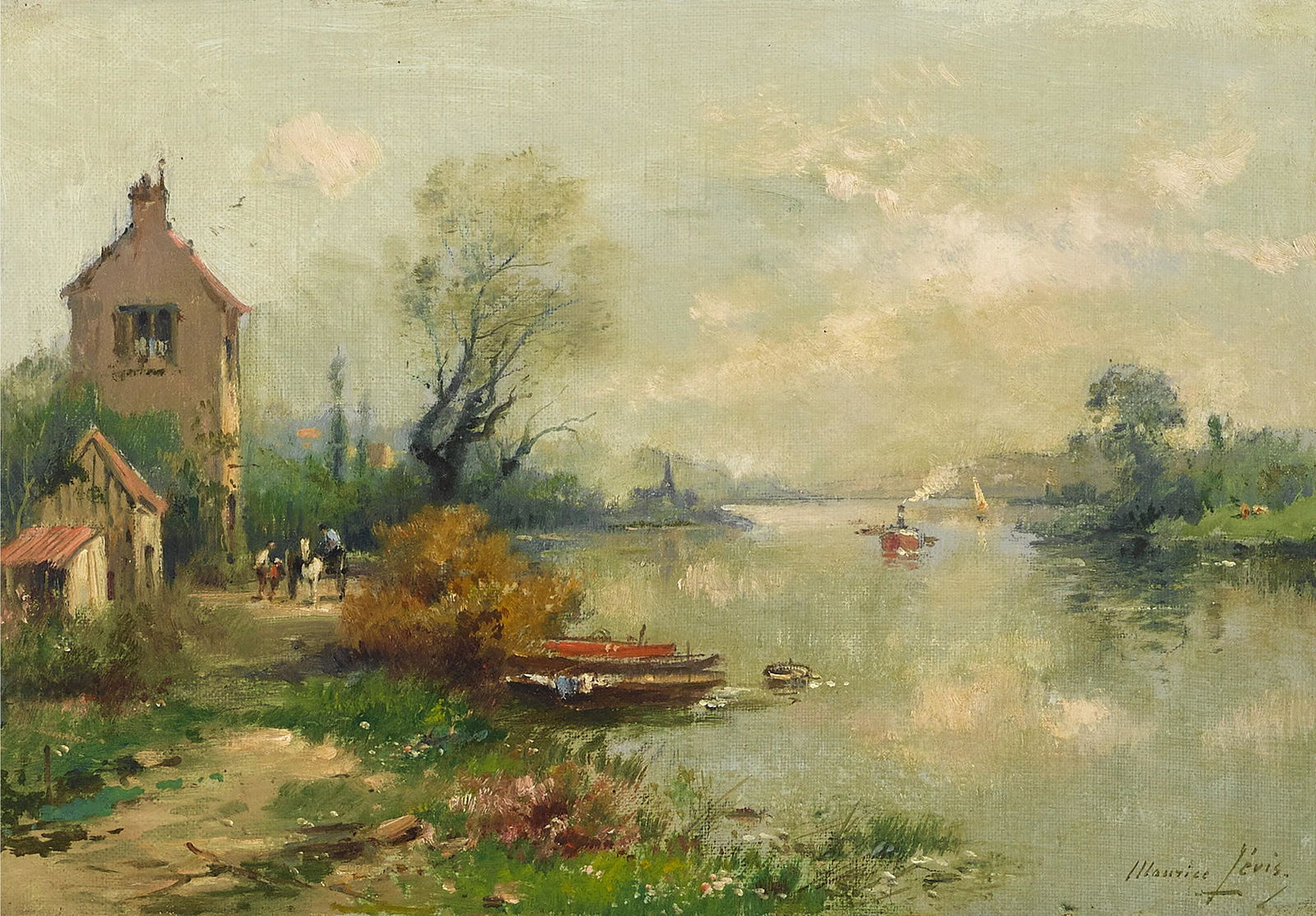 Maurice Levis (French, 1860-1940) Saint Leonard; La: Maurice Levis (French, 1860-1940) Saint Leonard; La Seine à la Frette (a pair) both signed 'Maurice Levis.' (lower right); and both signed and inscribed as titled on an old label (on the reverse)