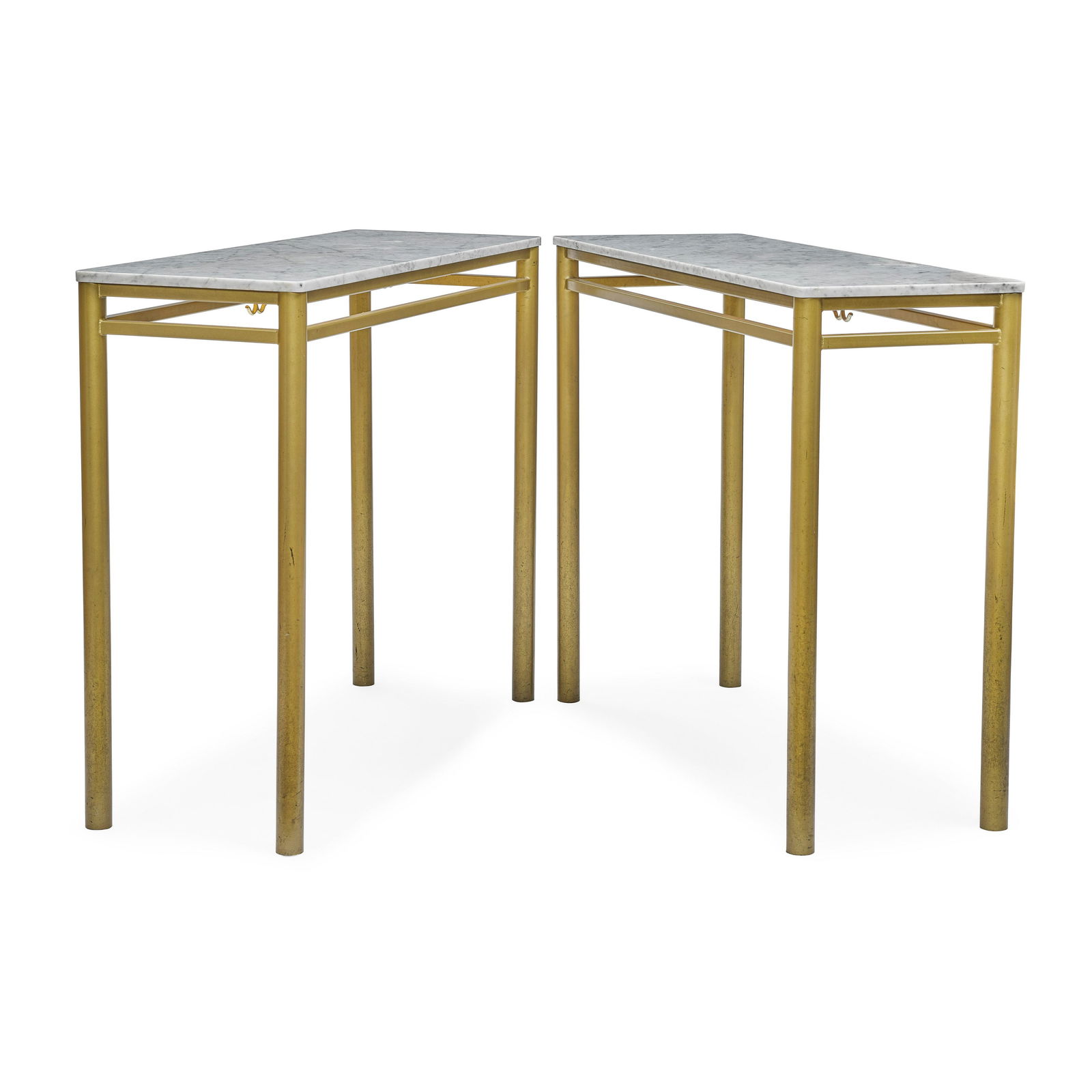 A PAIR OF MARBLE TOP GOLD FINISHED HIGH BAR TABLES (1 of 1)
