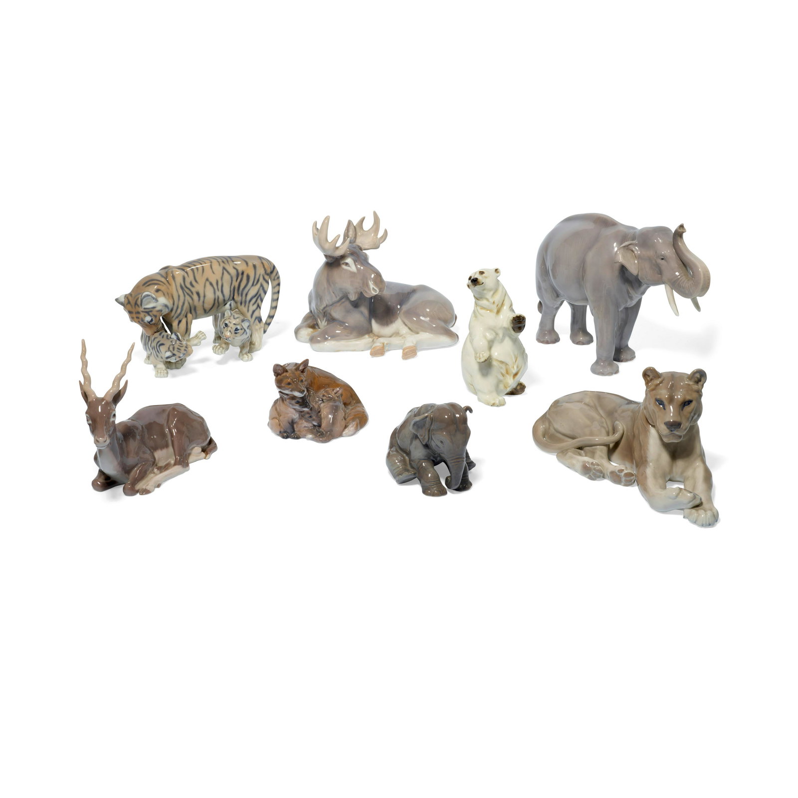 A GROUP OF EIGHT CONTINENTAL PORCELAIN ANIMALS20th (1 of 1)