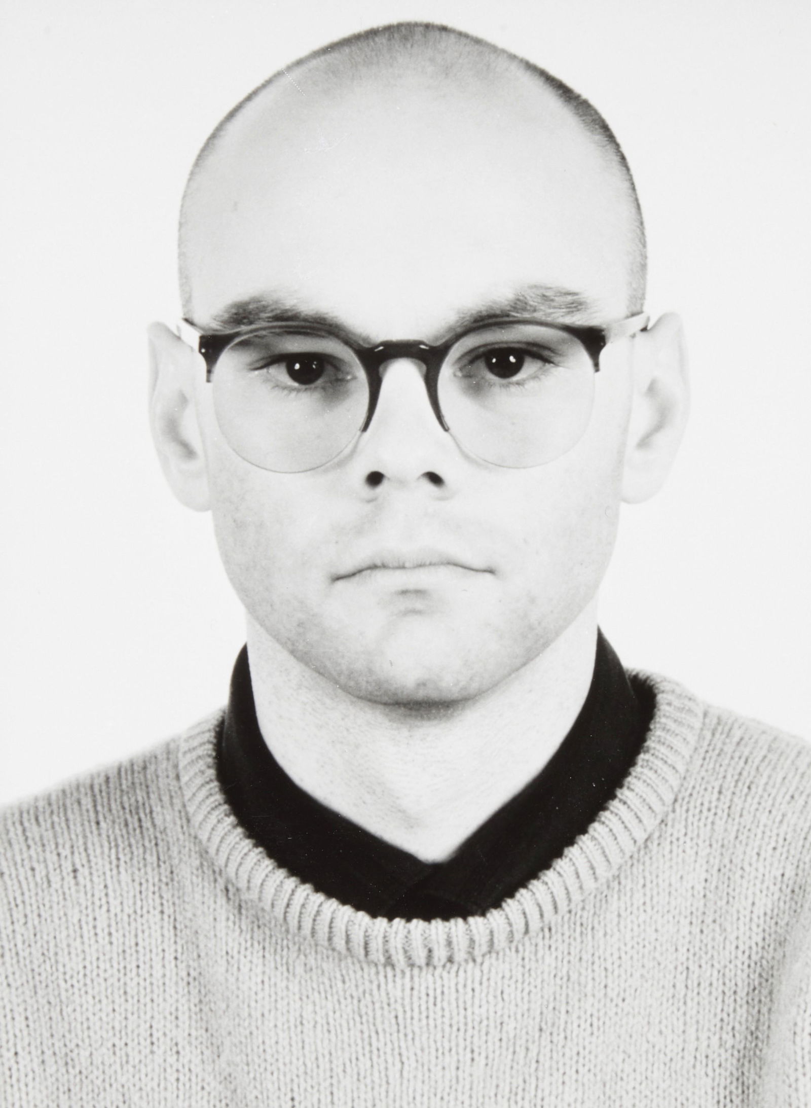 Thomas Ruff (born 1958); Untitled (Portrait);: Thomas Ruff (born 1958) Untitled (Portrait), 1990s Gelatin silver print, signed in ink on the verso. 6 1/2 x 4 7/8in (16.5 x 12.4cm) sheet 7 x 4 7/8in (17.7 x 12.4cm) This lot is subject to the follow