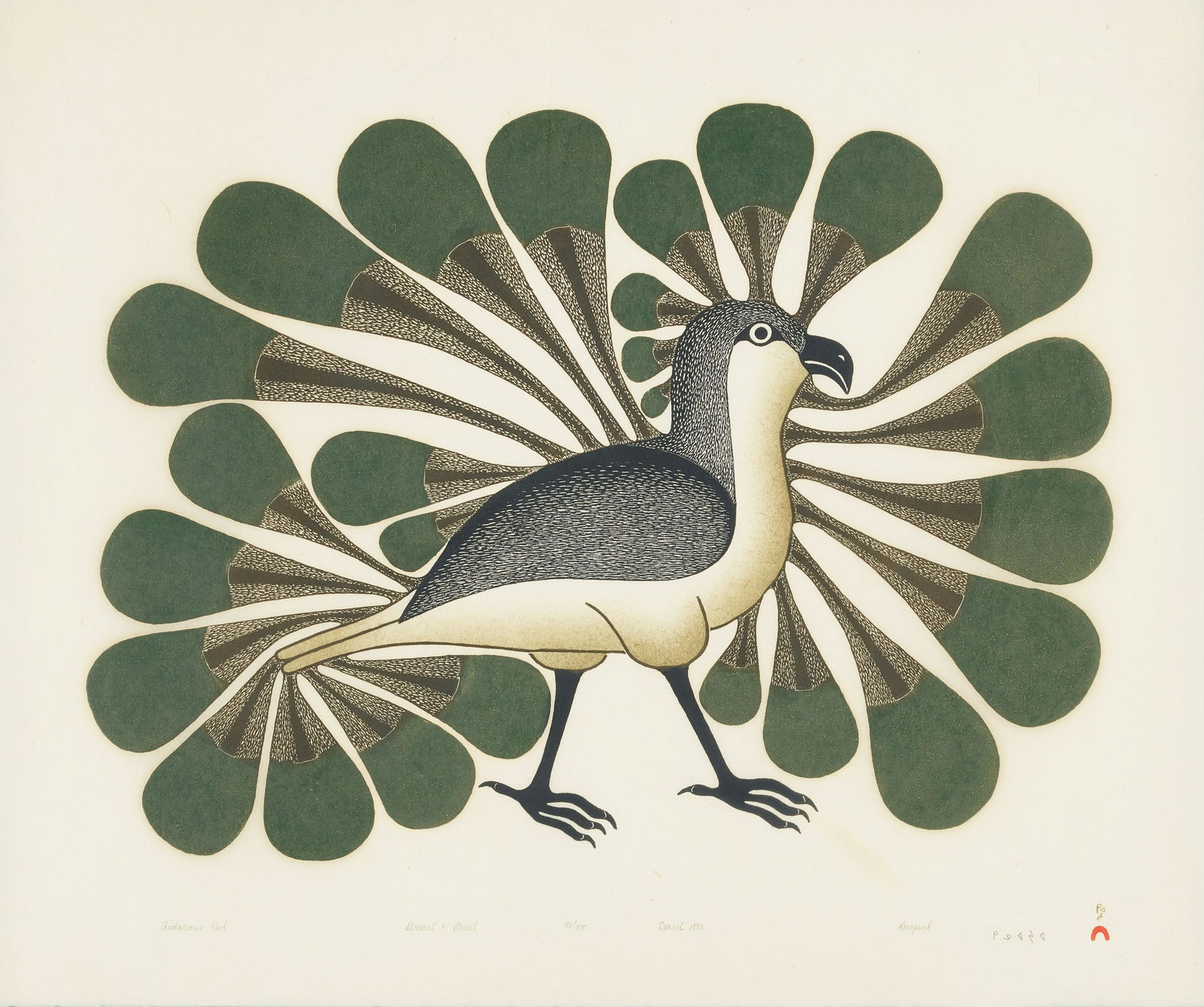 A Kenojuak Ashevak, C.C., R.C.A., stonecut and stencil, (1 of 2)