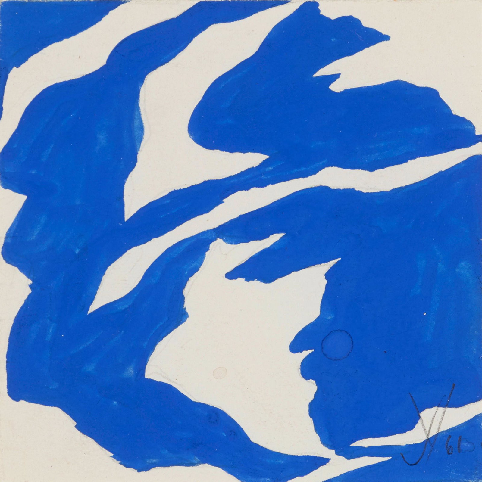 JACK YOUNGERMAN (1926-2020) Blue White, 1961: JACK YOUNGERMAN (1926-2020) Blue White, 1961 signed with the artist's initials and dated 'JY 61' (lower right) gouache on paper 2 15/16 x 2 15/16 in. 7.5 x 7.5 cm. Footnotes: Provenance