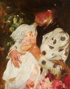 Sir James Jebusa Shannon, RA, RBA, RHA: Sir James Jebusa Shannon, RA, RBA, RHA (British, 1862-1923) The Flower Girl oil on canvas 81.3 x 66cm (32 x 26in). Footnotes: Painted in 1900. Provenance The artist. Nor