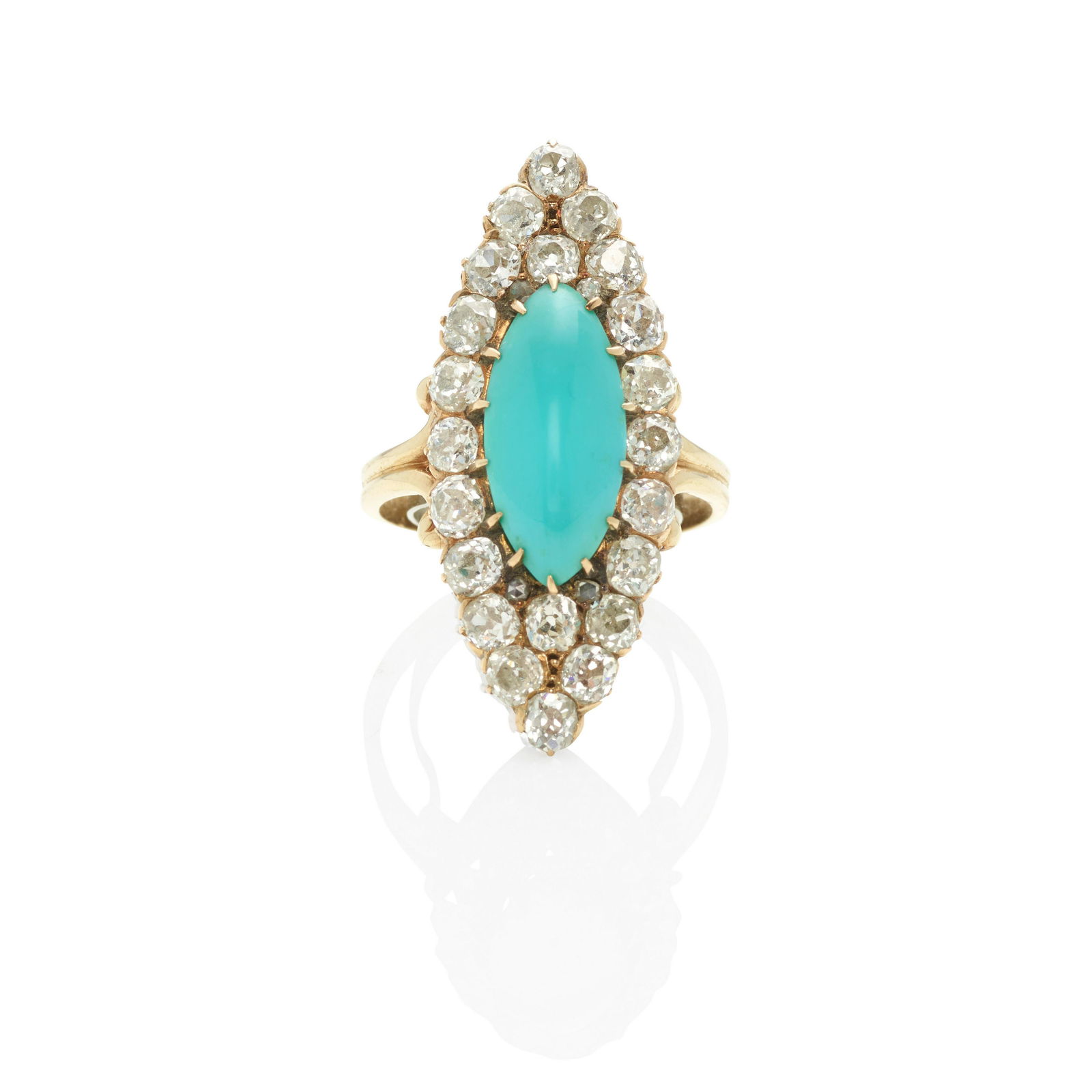 A 14K GOLD, TURQUOISE AND DIAMOND RING (1 of 3)