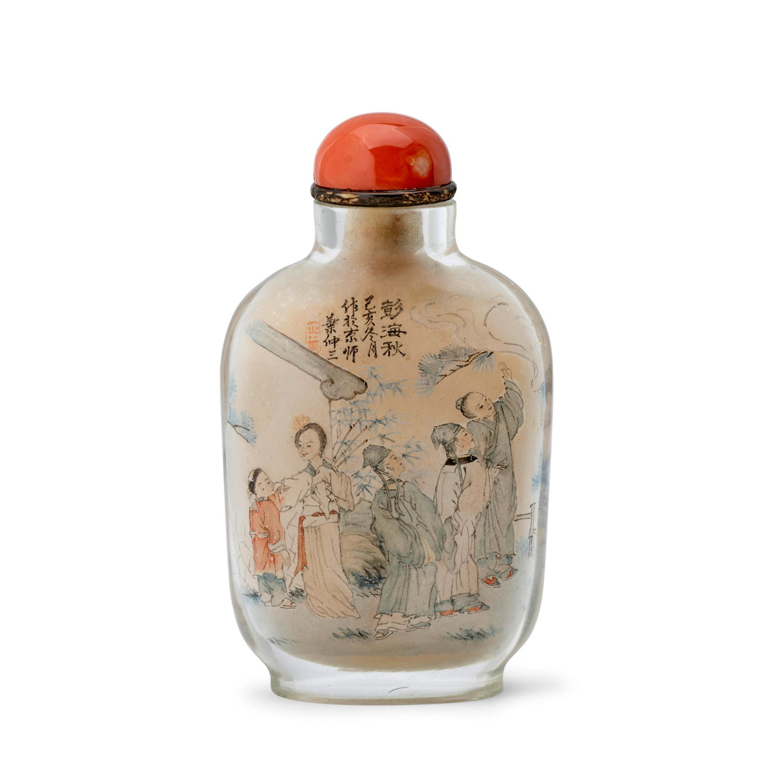 AN INSIDE-PAINTED GLASS SNUFF BOTTLE Attributed to Ye (1 of 2)