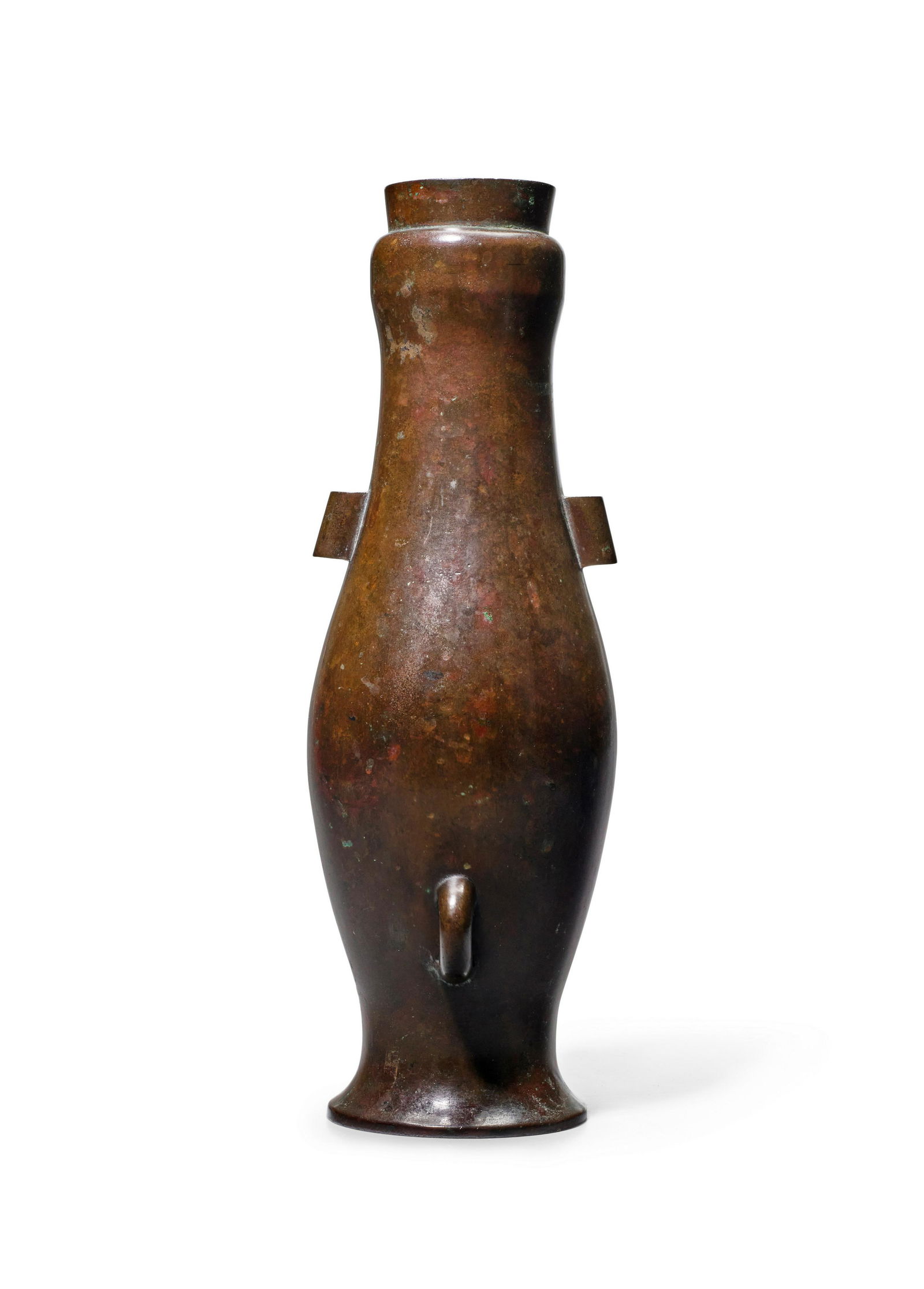 An unusual elongated oviform bronze two-handled vase (1 of 2)