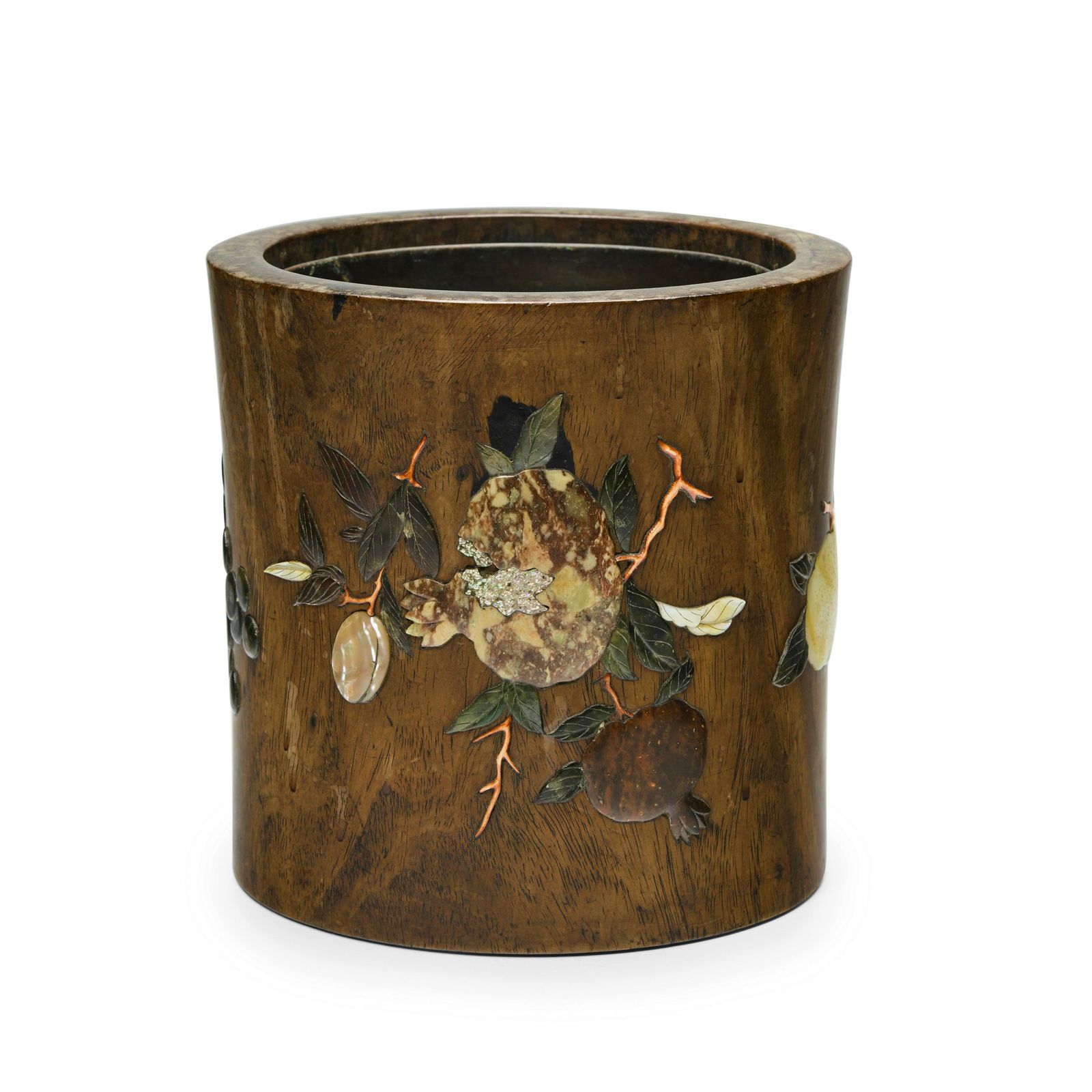 A huanghuali inlaid brush pot, Bitong 19th century (1 of 4)