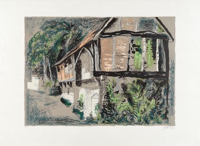 John Piper C.H. (British, 1903-1992): John Piper C.H. (British, 1903-1992) Courthouse, Long Crendon, Buckinghamshire (Levinson 285) Lithograph printed in colours, 1978, on wove, signed and numbered 61/120 in pencil, published by Christie'
