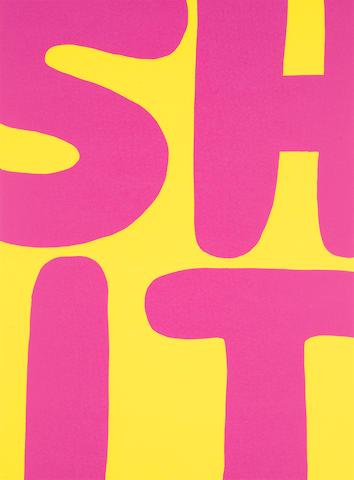 David Shrigley (British, born 1968): David Shrigley (British, born 1968) Untitled (Shit) Screenprint in yellow and pink, 2012, on wove, signed with the initials, dated and numbered 80/100, published by Galleri Nicolai Wallner, Copenhagen