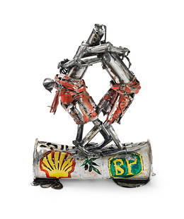 Sokari Douglas Camp (Nigerian, born 1958): Sokari Douglas Camp (Nigerian, born 1958) Wrestling Shell BP welded metal 54 x 42 x 19cm (21 1/4 x 16 9/16 x 7 1/2in).