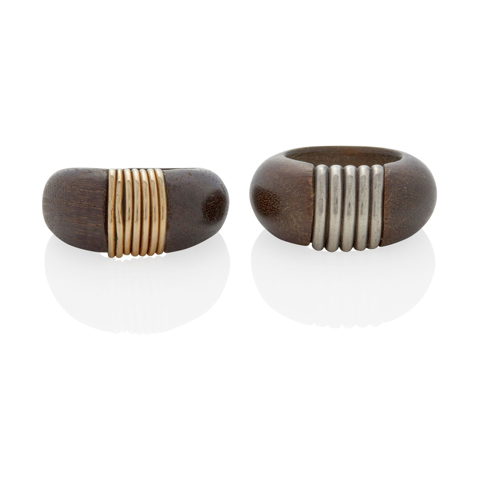 TWO WOOD, SILVER AND GOLD RINGS, WILLIAM SPRATLING, (1 of 3)
