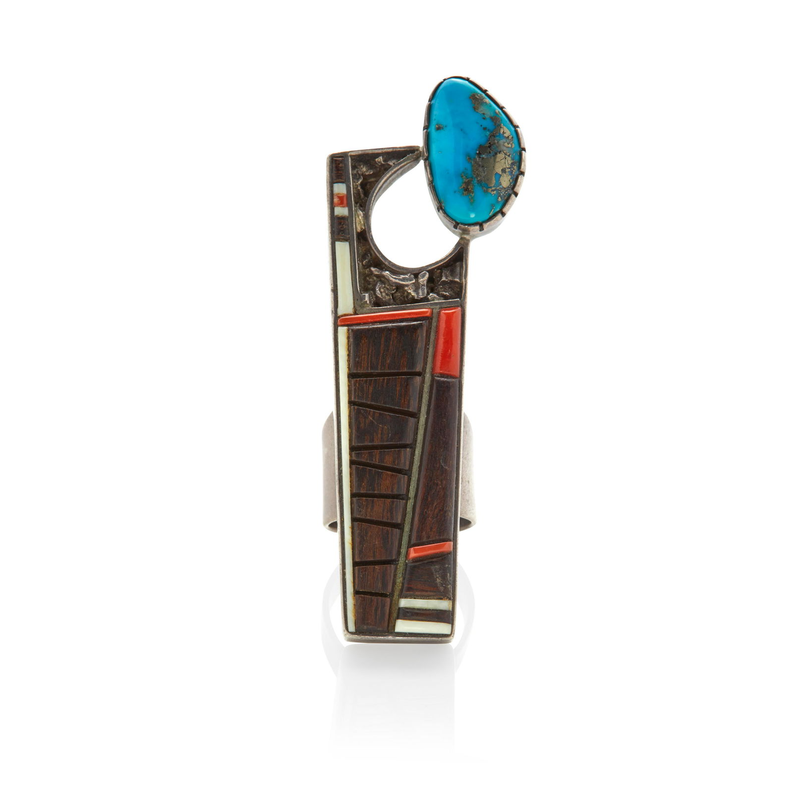 A SILVER AND MULTI-STONE RING, BOYD TSOSIE (1 of 3)