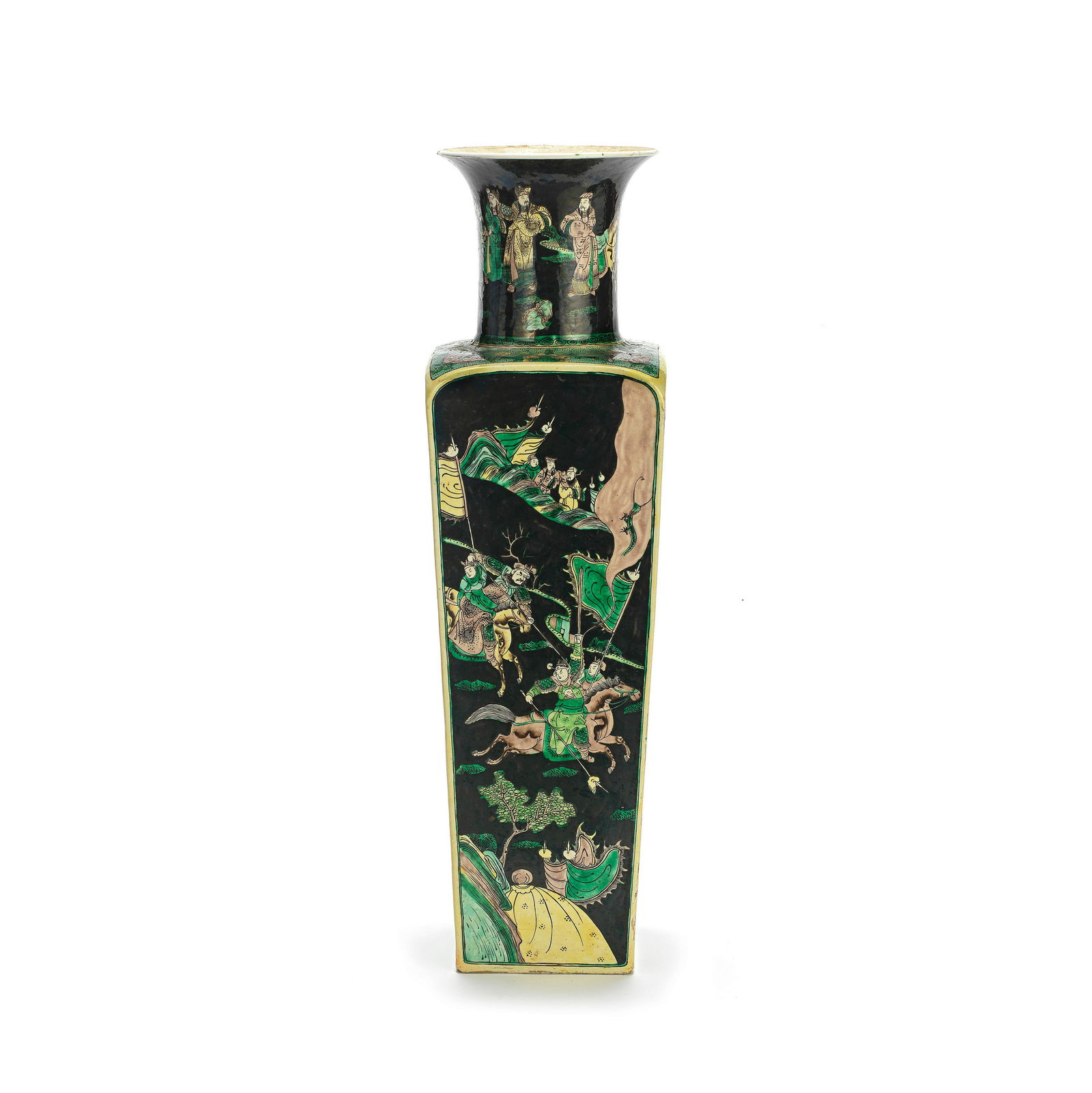 A BLACK-GROUND FAMILLE VERTE BISCUIT VASE  Kangxi (1 of 1)