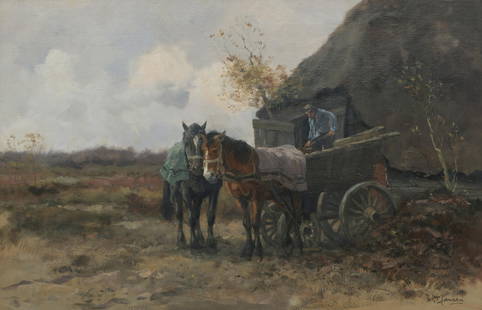 Willem George Frederik Jansen (Dutch, 1871-1949): Willem George Frederik Jansen (Dutch, 1871-1949) Loading the cart signed 'W G F Jansen' (lower right), oil on canvas, 60.5 x 90.5cm (23 13/16 x 35 5/8in).