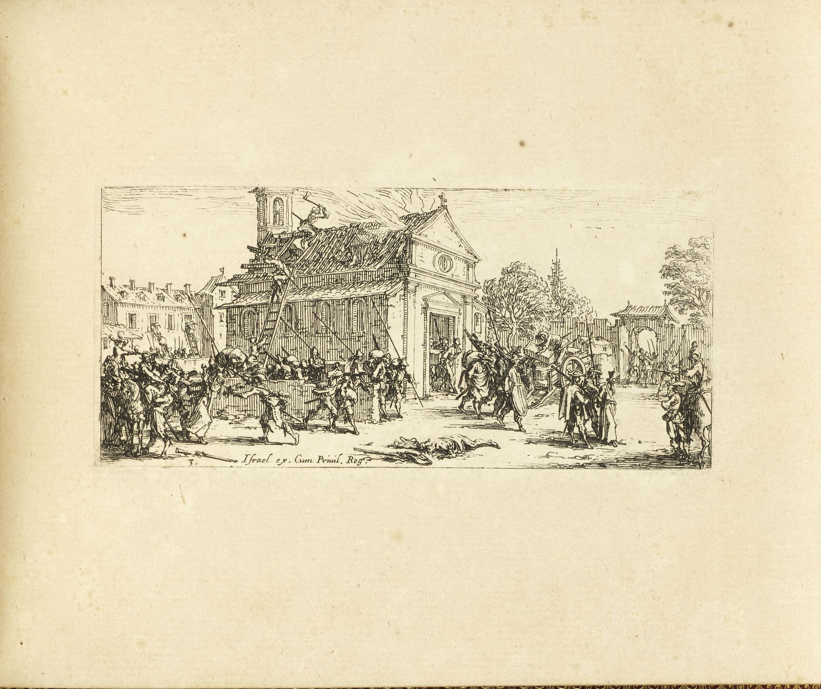 CALLOT, JACQUES. 1592-1635. Les Petites misères de: CALLOT, JACQUES. 1592-1635. Les Petites misères de la guerre. Paris: Israel Henriet, 1636. Oblong 12mo (129 x 170 mm). Engraved frontispiece and 6 engraved plates. 19th century crimson straight g