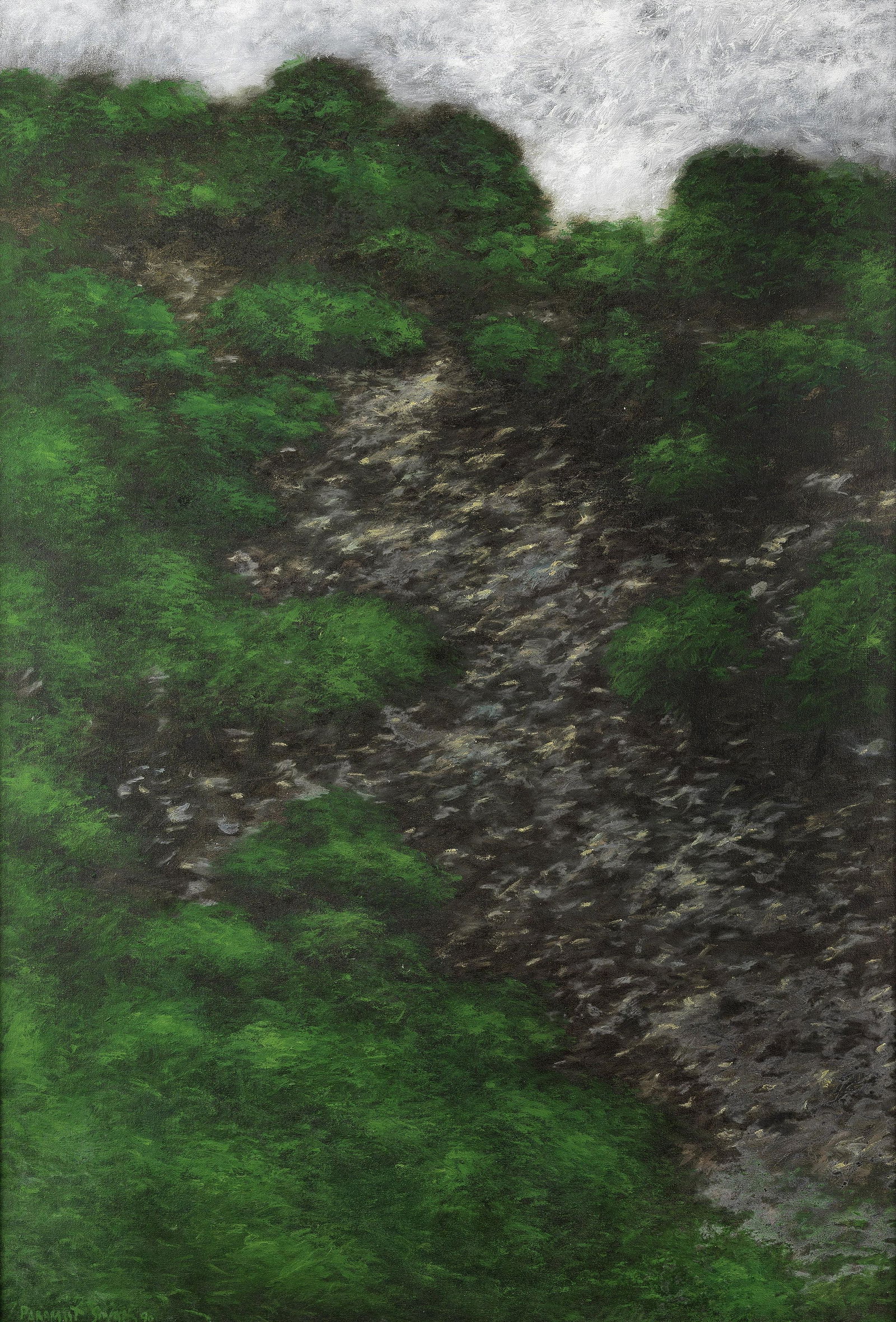 Paramjit Singh (Indian, b. 1935) Untitled: Paramjit Singh (Indian, b. 1935) Untitled signed and dated 90; signed and inscribed on the reverse oil on canvas 111 x 76.5cm (43 11/16 x 30 1/8in). Footnotes: Provenance