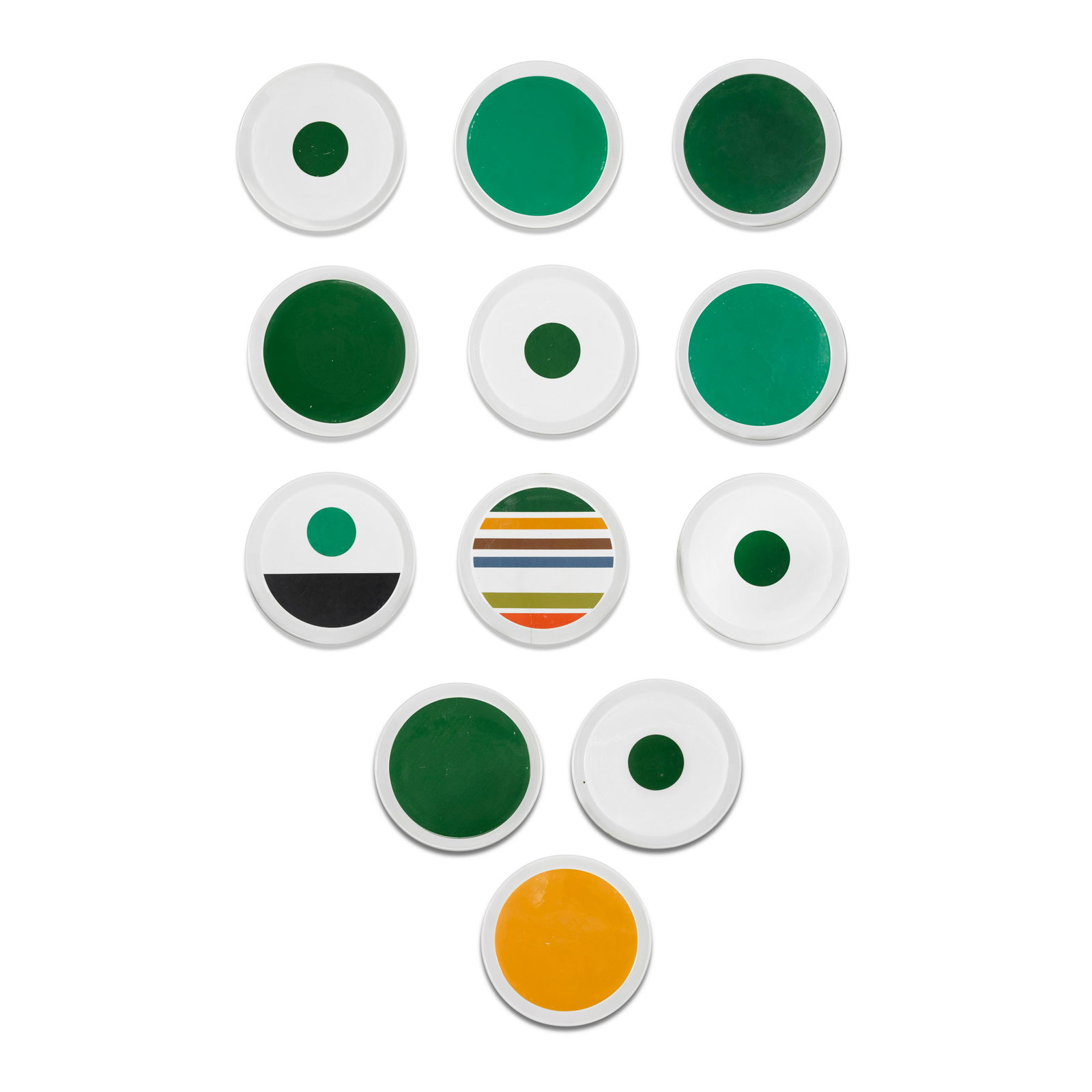 Gio Ponti (1891-1979): Gio Ponti (1891-1979) Twenty-Four Plates for Franco Pozzi, glazed ceramic, with printed facsimile signature and manufacturer's printed mark 'COLLEZIONE CERAMICA FRANCO POZZI GALLARTE-ITALIA' on unders