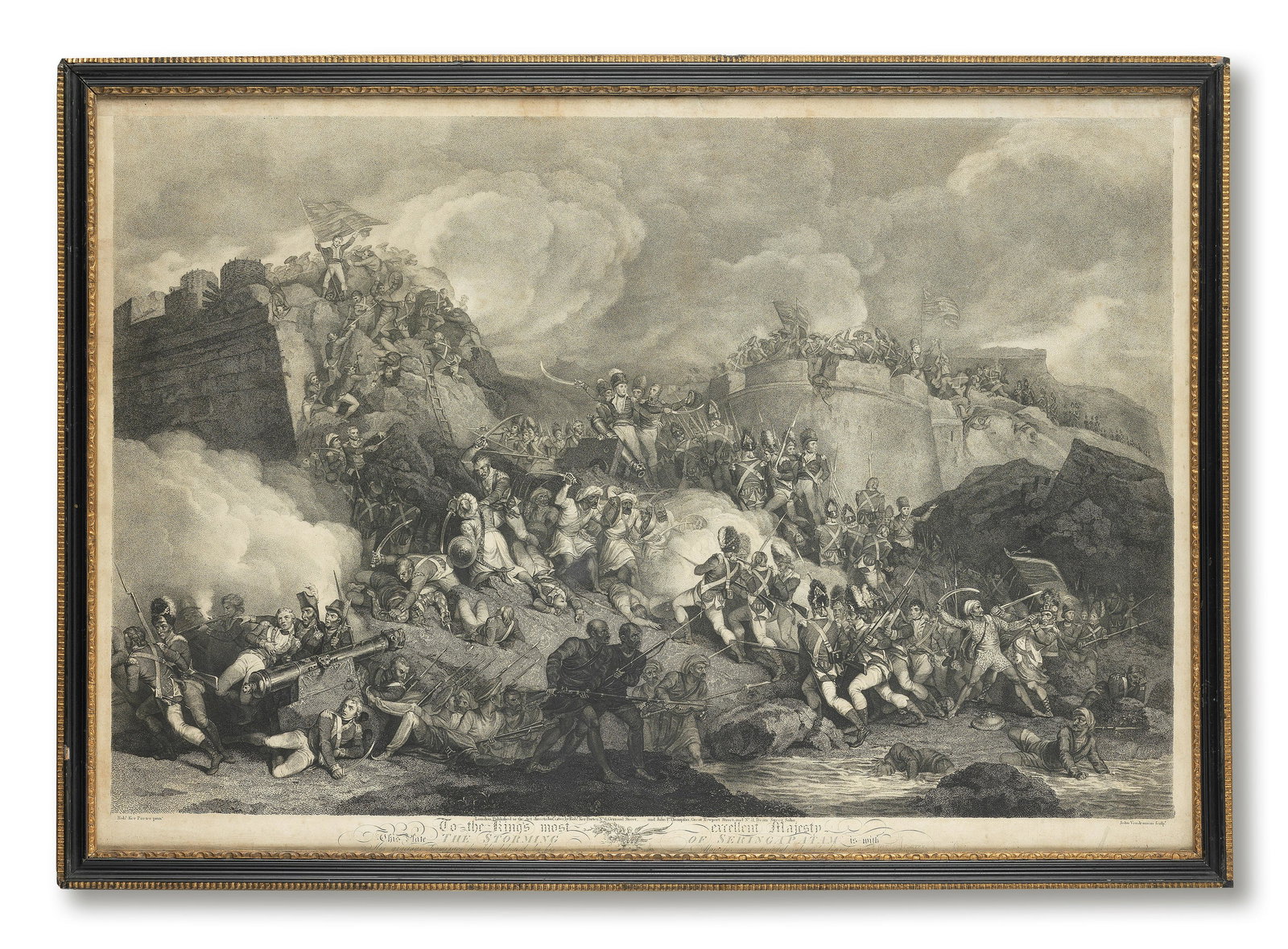 The Storming Of Seringapatam, After Robert Ker Porter,: The Storming of Seringapatam, after Robert Ker Porter, engraved by John Vendramini London, Ker Porter and John Thompson, January 1802 stipple engraving, text in lower border with dedication to the Kin