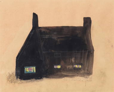 Mary Newcomb (British, 1922-2008): Mary Newcomb (British, 1922-2008) The Black House pencil and watercolour on paper 21.5 x 26.5cm (8 7/16 x 10 7/16in). Footnotes: Provenance With Crane Kalman Gallery, London Priva