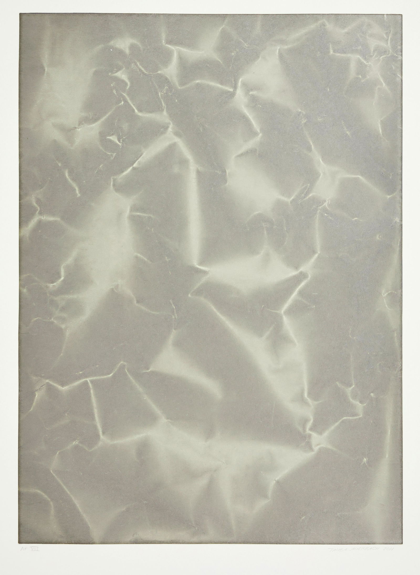 Tauba Auerbach (born 1981); Plate Distortion II: Tauba Auerbach (born 1981) Plate Distortion II, 2011 Aquatint in colors with chine colle on Revere paper, signed in pencil, dated and numbered AP VIII (an artist's proof aside from the edition of 35),