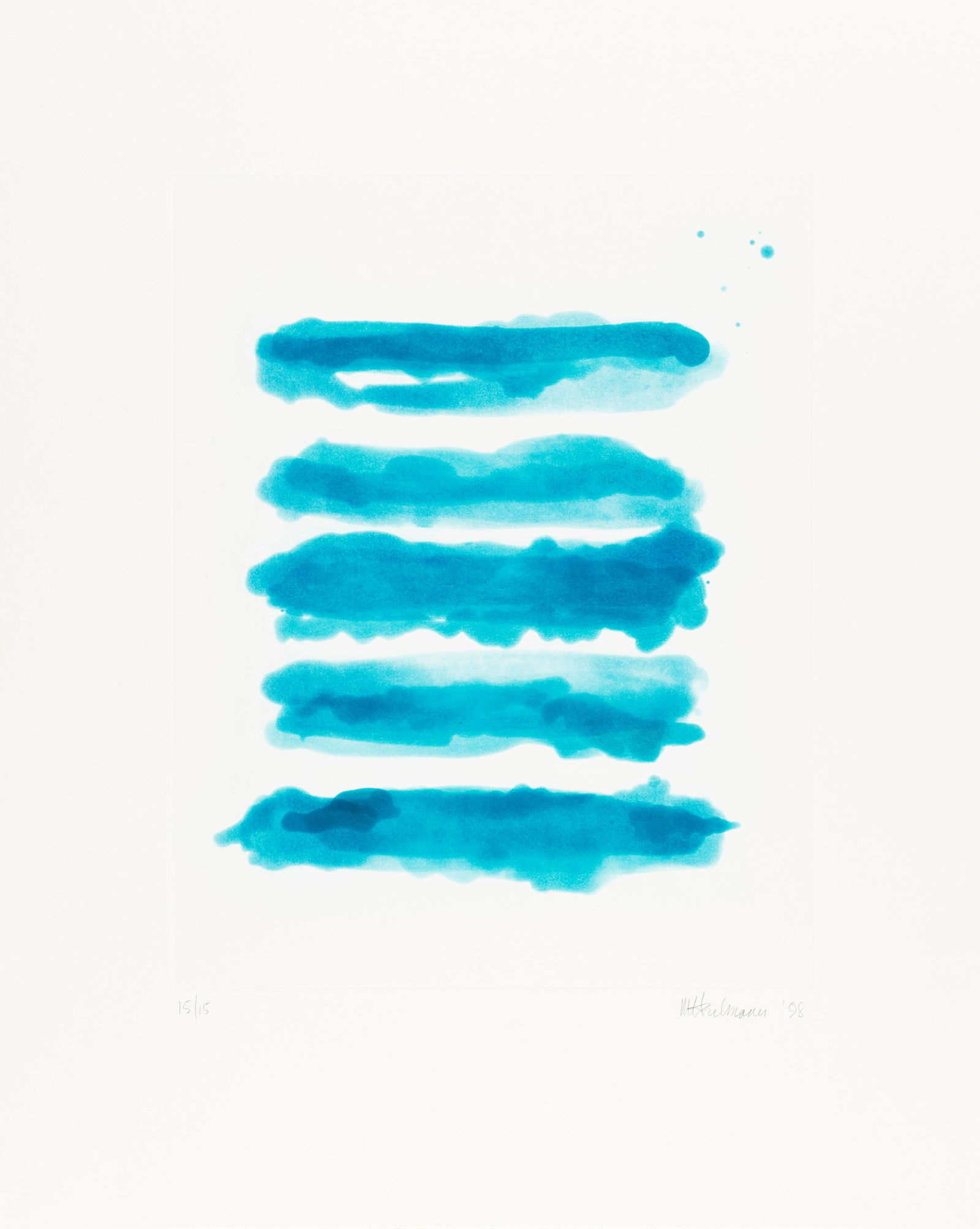 Mary Heilmann (born 1940); Ocean: Mary Heilmann (born 1940) Ocean, 1998 Spit bite aquatint in colors on wove paper, signed in pencil, dated and numbered 15/15, with the blindstamp of the publisher/printer, Crown Point Press, San Franc