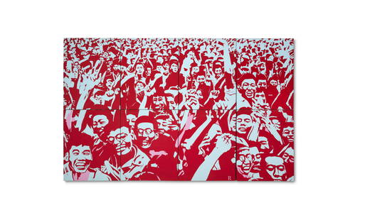 Bernard Rancillac (born 1931) La Parole 4 l'Evangile: BERNARD RANCILLAC (BORN 1931) La Parole 4 l'Evangile selon Mao1967monogrammé; signé et daté 67 au reversacrylique sur toile (en huit parties)with the artist