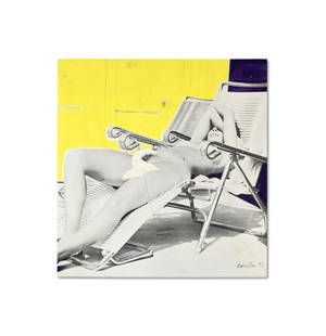 Bernard Rancillac (born 1931) Plein soleil 1969: BERNARD RANCILLAC (BORN 1931) Plein soleil1969signé et daté 69; titré au reversacrylique, encre et collage sur panneausigned and dated 69; titled o