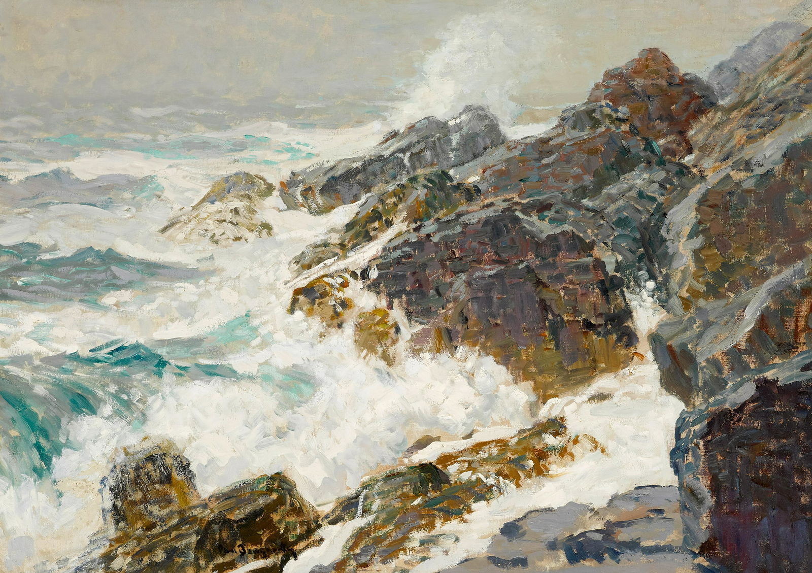 Paul Dougherty (1877-1947): Paul Dougherty (1877-1947) Equinoctial Gale signed 'Paul Dougherty' (lower left) oil on canvas 26 x 36in framed 33 x 43in Painted circa 1914. Footnotes: Provenance Property of a