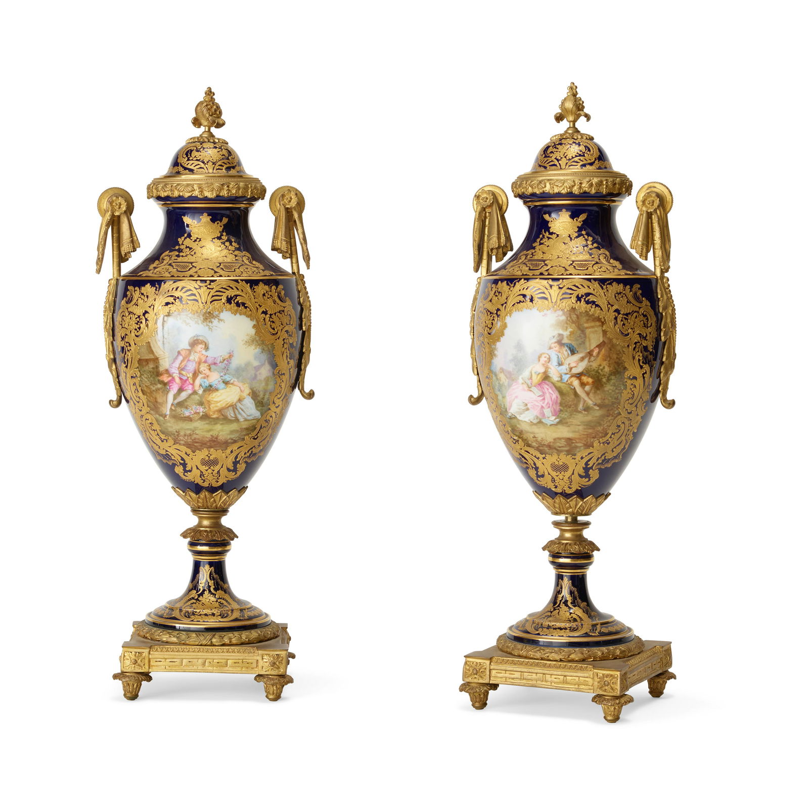 A PAIR OF SÈVRES STYLE GILT BRONZE MOUNTED (1 of 1)