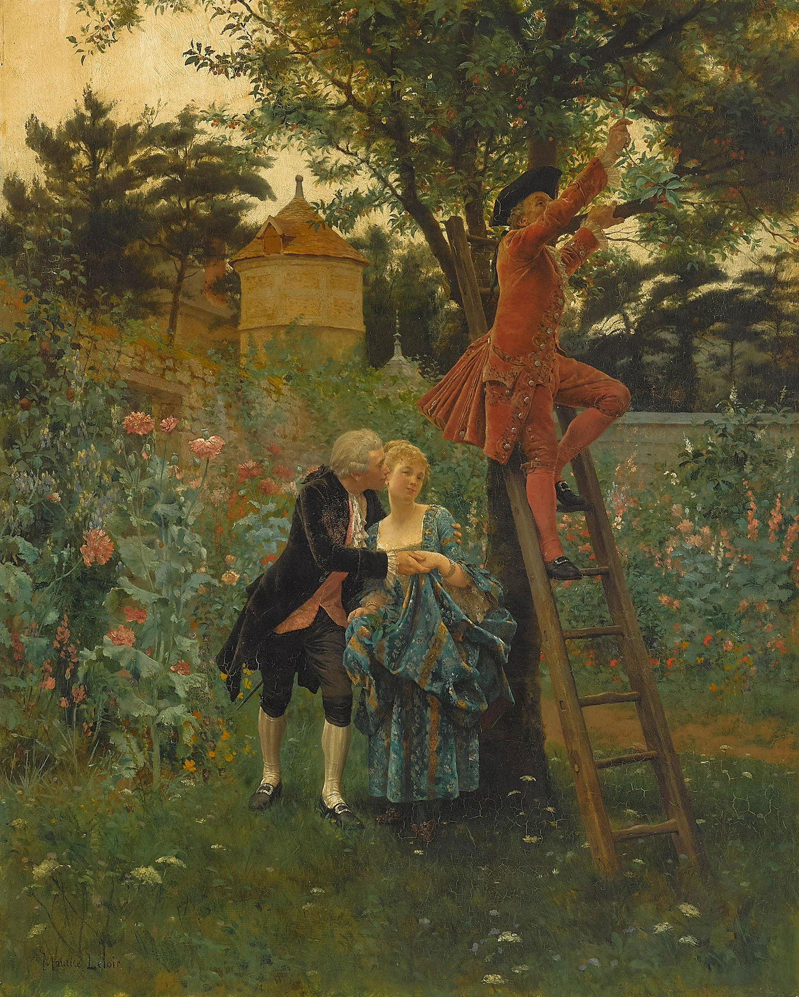 Maurice Leloir (French, 1853-1940) Cherry picking 24 x (1 of 1)