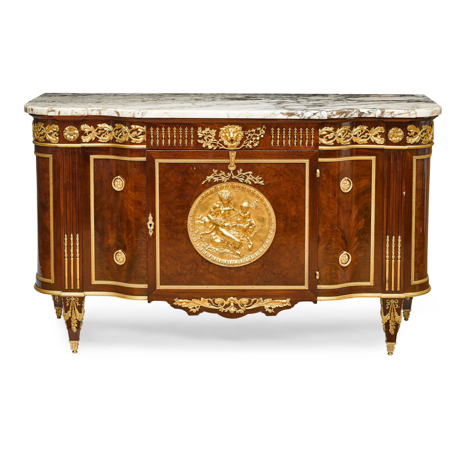 A LOUIS XVI STYLE MARBLE TOP GILT BRONZE MOUNTED (1 of 2)