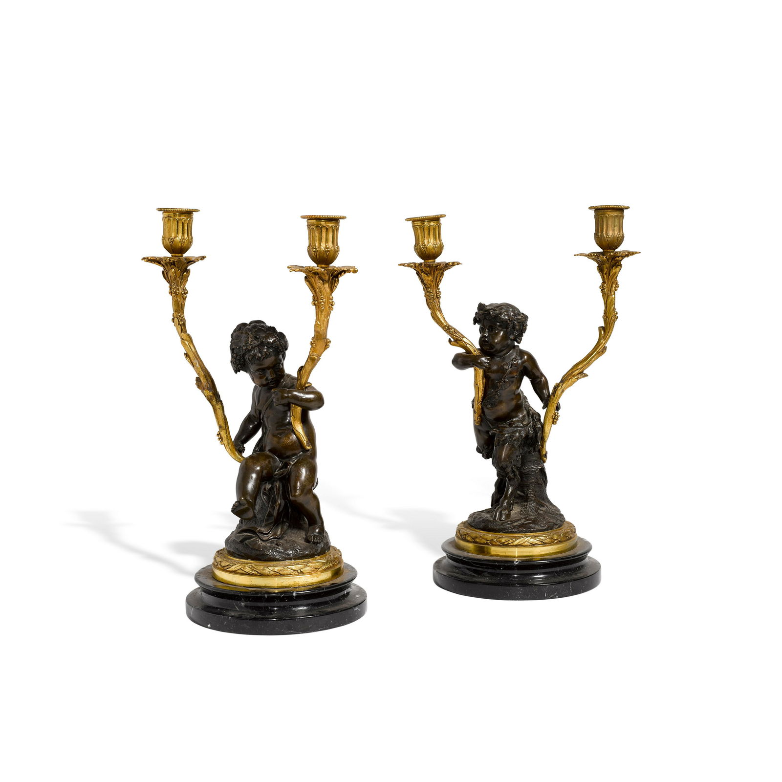 A PAIR OF LOUIS XV STYLE PATINATED AND GILT BRONZE (1 of 1)