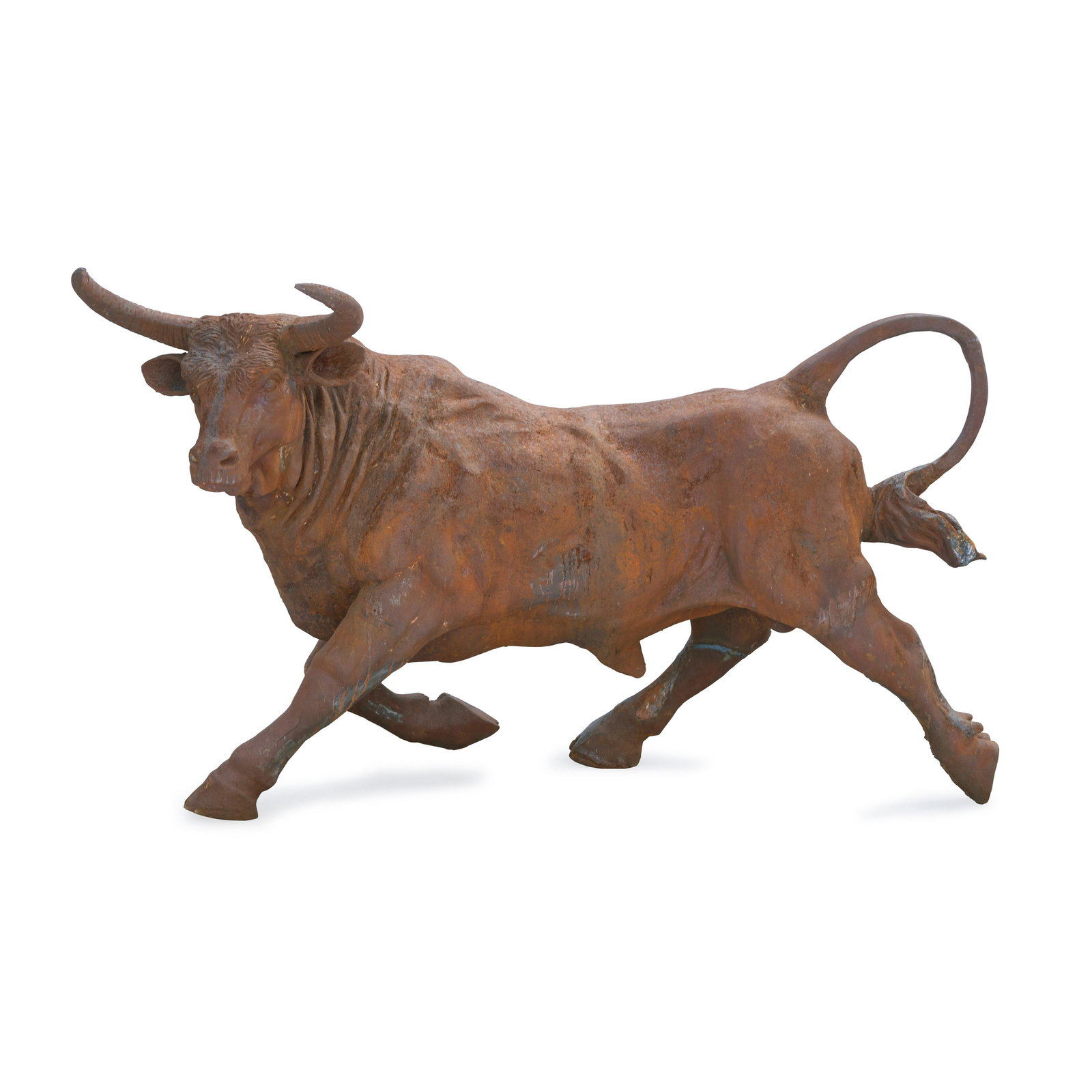 A CAST IRON FIGURE OF A BULL (1 of 4)