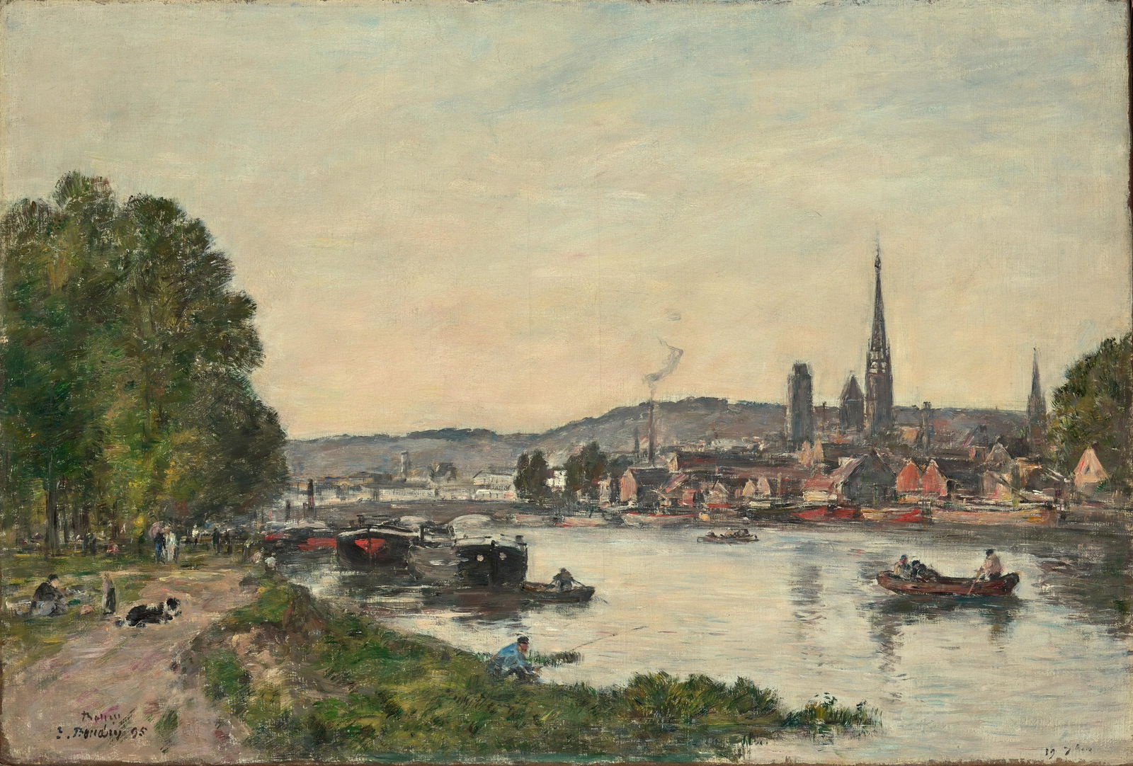 EUGÈNE BOUDIN (1824-1898) Rouen, vue prise de: EUGÈNE BOUDIN (1824-1898) Rouen, vue prise de Cours la Reine, soir signed, inscribed and dated 'E. Boudin Rouen 95' (lower left) and further inscribed '19 7bre' (lower right) oil on canvas 19 13/