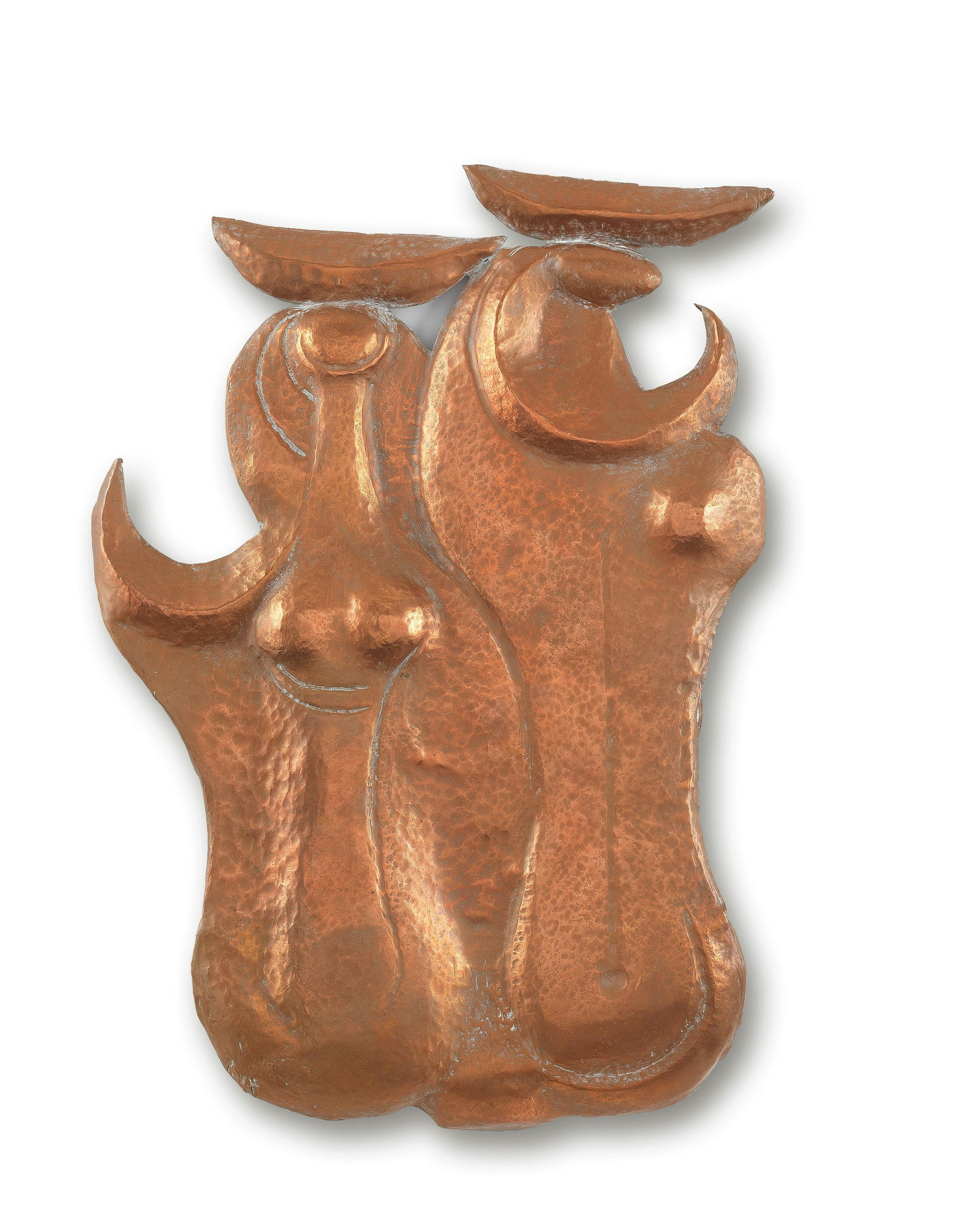 Jewad Selim (Iraq, 1919-1961) The Cream Sellers: Jewad Selim (Iraq, 1919-1961) The Cream Sellers hammered copper executed in 1956 29 x 19.5cm (11 7/16 x 7 11/16in). Footnotes: Provenance: Property from the collection of the renowned ar